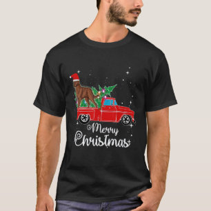 Chesapeake Bay Retriever Ride Red Truck Christmas T-Shirt