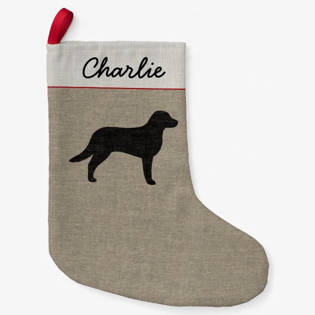 Chesapeake Bay Retriever Silhouette Chessie Dog Small Christmas Stocking (Front)