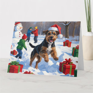 Chesapeake Bay Retriever Snow with Christmas Hat Card