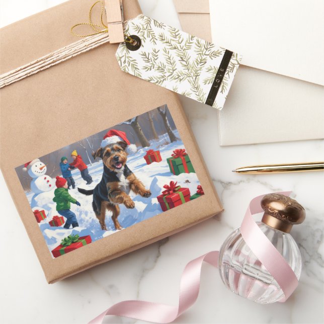 Chesapeake Bay Retriever Snow with Christmas Hat Sticker (Gifting)