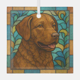 Chesapeake Bay Retriever "Stained Glass"  Glass Ornament