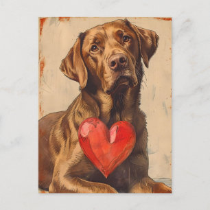 Chesapeake bay retriever Vintage Valentine's day  Postcard