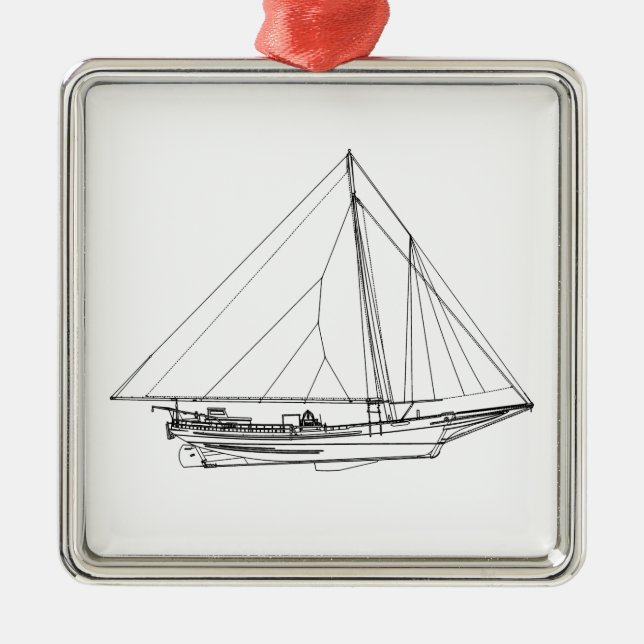 Chesapeake Bay Skipjack Sailboat Metal Ornament (Front)
