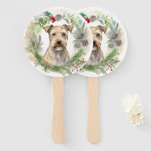 Chesapeake Bay Terrier Christmas Wreath Festive Hand Fan