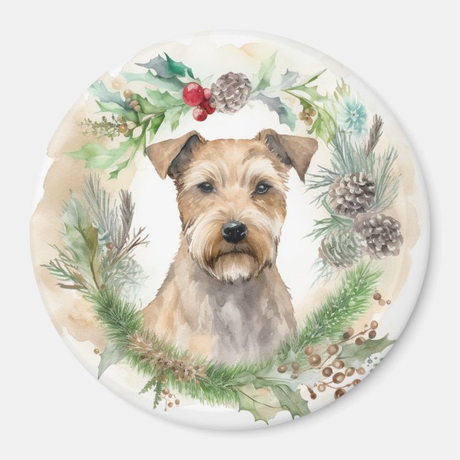Chesapeake Bay Terrier Christmas Wreath Festive Magnet (Front)