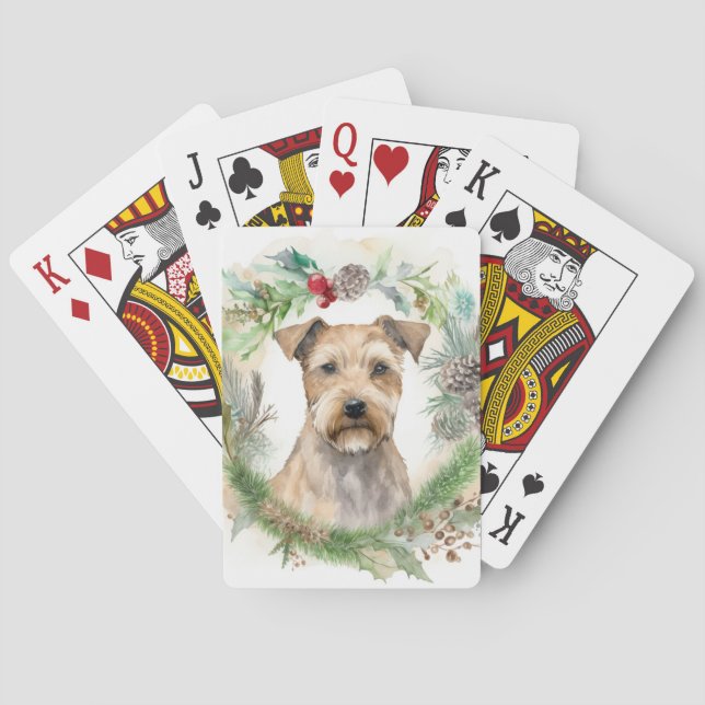 Chesapeake Bay Terrier Christmas Wreath Festive Playing Cards (Back)