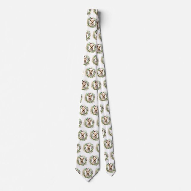 Chesapeake Bay Terrier Christmas Wreath Festive Tie (Front)