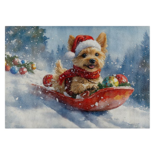 Chesapeake Bay Terrier Dog in Sledge Christmas Cutting Board (Front)