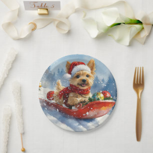 Chesapeake Bay Terrier Dog in Sledge Christmas Paper Plate