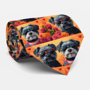 Chesapeake Bay Terrier Heart Roses Valentine's Day Tie