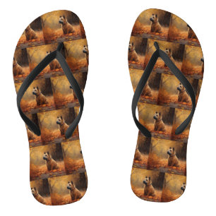 Chesapeake Bay Terrier in Autumn Leave Flip Flops