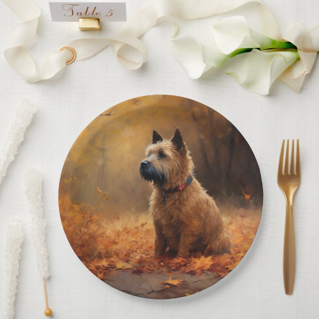 Chesapeake Bay Terrier in Autumn Leave             Paper Plate (Wedding)