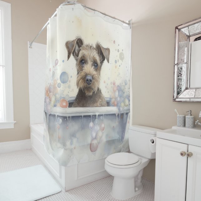Chesapeake Bay Terrier In Bathtub Watercolor Dog  (In Situ)