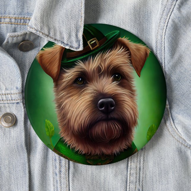 Chesapeake Bay Terrier in St. Patrick's Day Dress 6 Inch Round Button (In Situ)