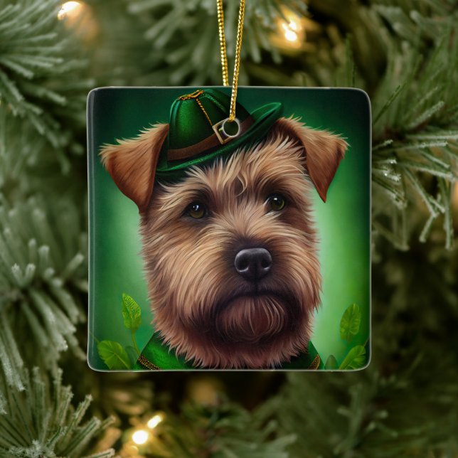 Chesapeake Bay Terrier in St. Patrick's Day Dress Ceramic Ornament (Tree)