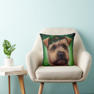 Chesapeake Bay Terrier in St. Patrick's Day Dress Throw Pillow