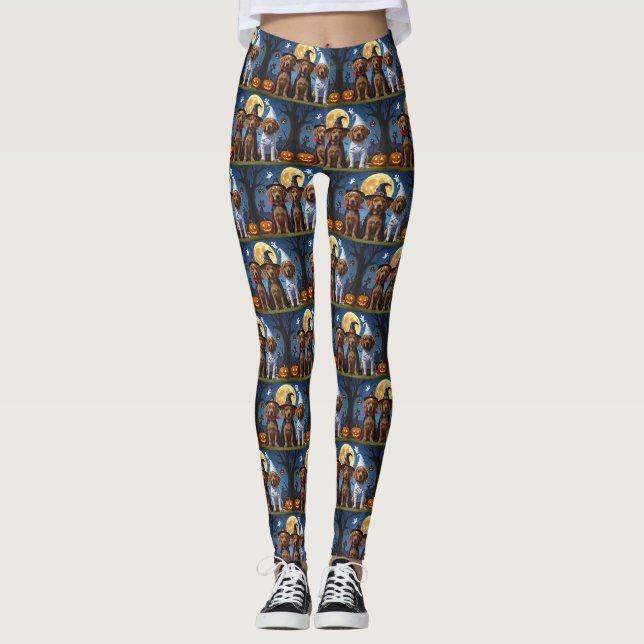 Chesapeake Bay Terrier Pumpkin Halloween Funny Leggings (Front)