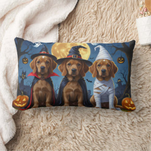 Chesapeake Bay Terrier Pumpkin Halloween Funny Lumbar Pillow