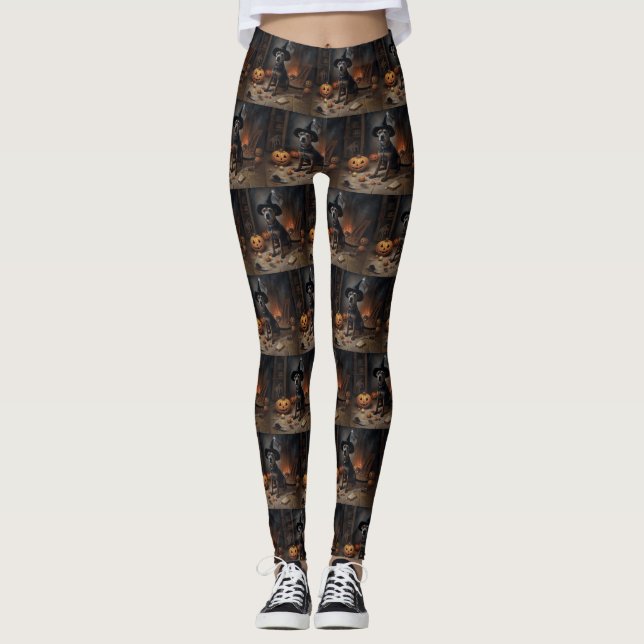 Chesapeake Bay Terrier Pumpkins Halloween Scary  Leggings (Front)