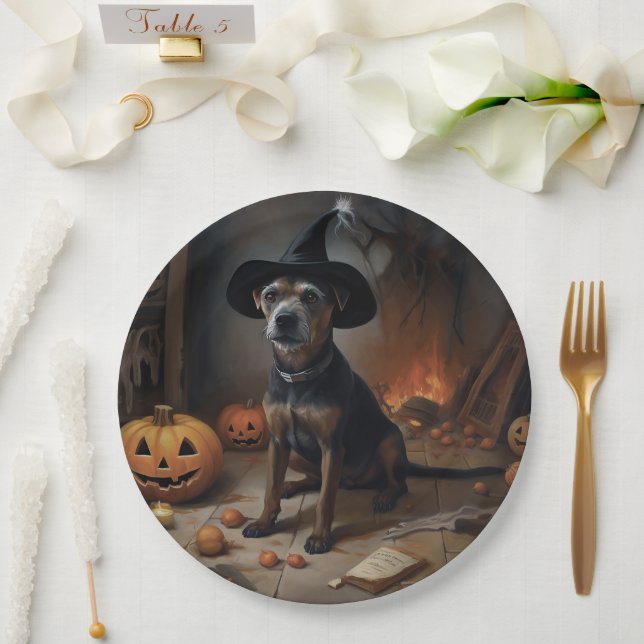 Chesapeake Bay Terrier Pumpkins Halloween Scary  Paper Plate (Wedding)