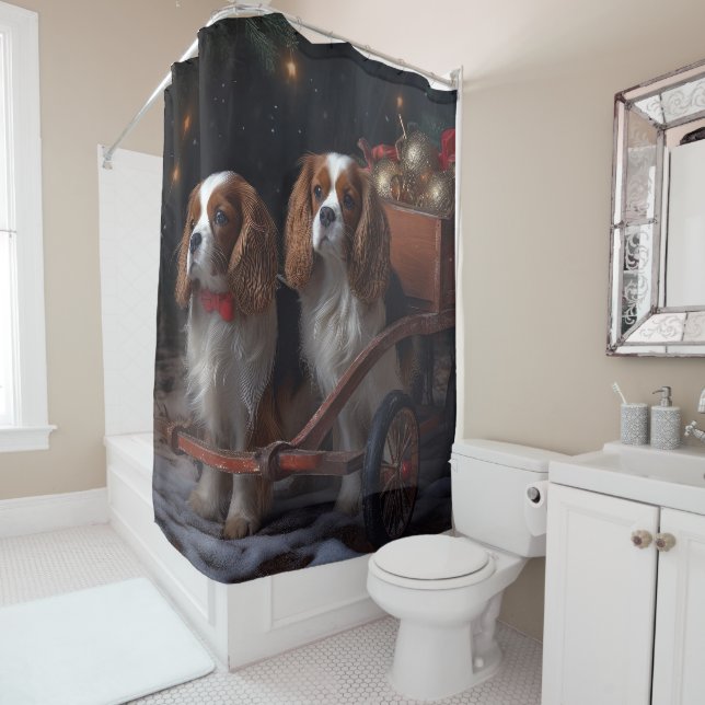 Chesapeake Bay Terrier Snowy Sleigh Christmas (In Situ)