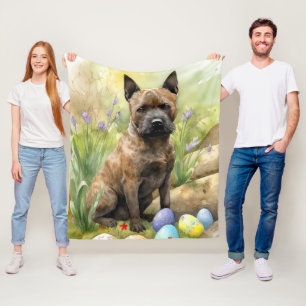 Chesapeake Bay Terrier with Easter Eggs Holiday Fleece Blanket