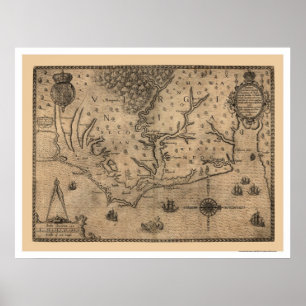 Chesapeake Bay Virginia Map 1590 Poster