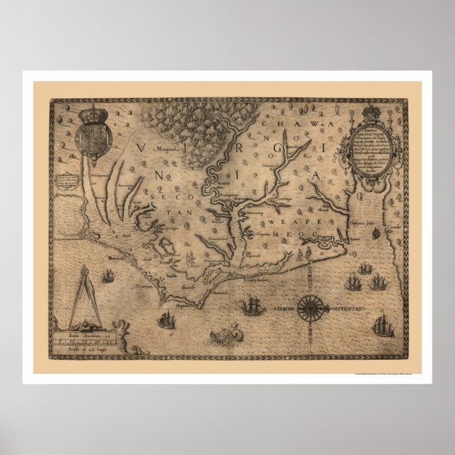 Chesapeake Bay Virginia Map 1590 Poster (Front)