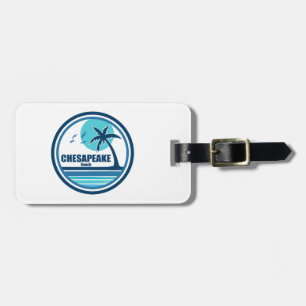 Chesapeake Beach Maryland Palm Tree Birds Luggage Tag