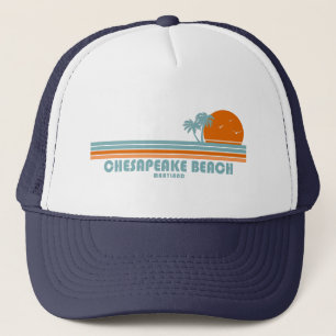 Chesapeake Beach Maryland Sun Palm Trees Trucker Hat