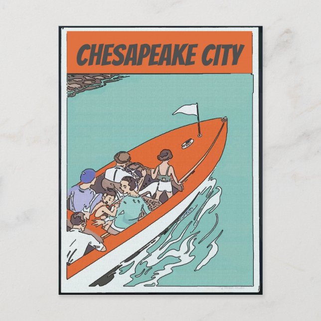 Chesapeake City, Boat Ride, Vintage Style Postcard (Front)