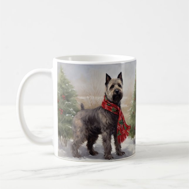 Chesapeake Dog in Snow Christmas Coffee Mug (Left)