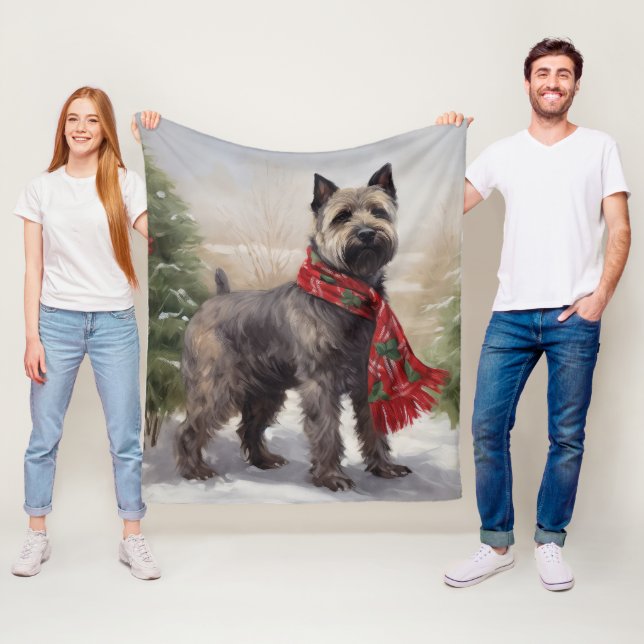 Chesapeake Dog in Snow Christmas Fleece Blanket (In Situ)