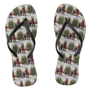 Chesapeake Dog in Snow Christmas Flip Flops
