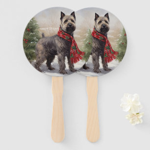 Chesapeake Dog in Snow Christmas Hand Fan