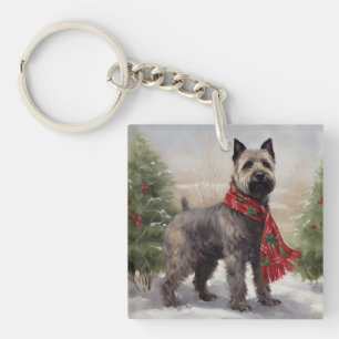 Chesapeake Dog in Snow Christmas Keychain