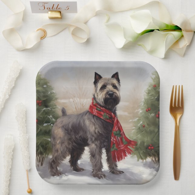 Chesapeake Dog in Snow Christmas Paper Plate (Wedding)
