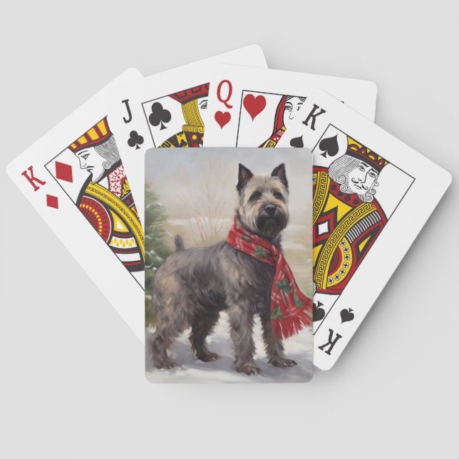 Chesapeake Dog in Snow Christmas Playing Cards (Back)