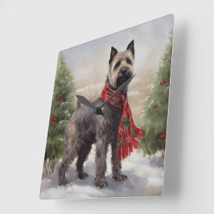 Chesapeake Dog in Snow Christmas Square Wall Clock