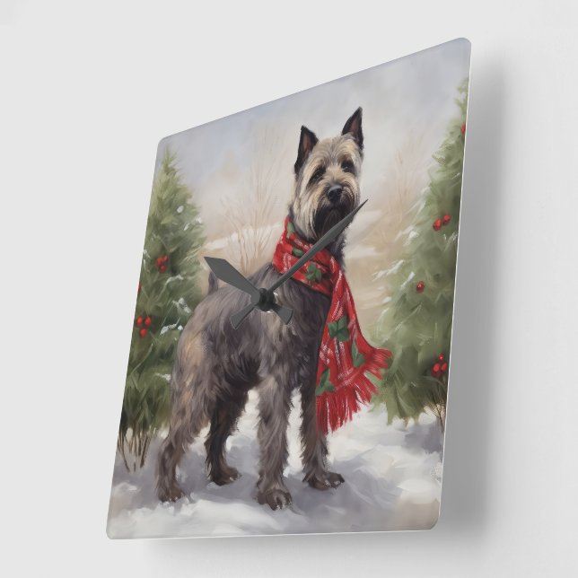 Chesapeake Dog in Snow Christmas Square Wall Clock (Angle)