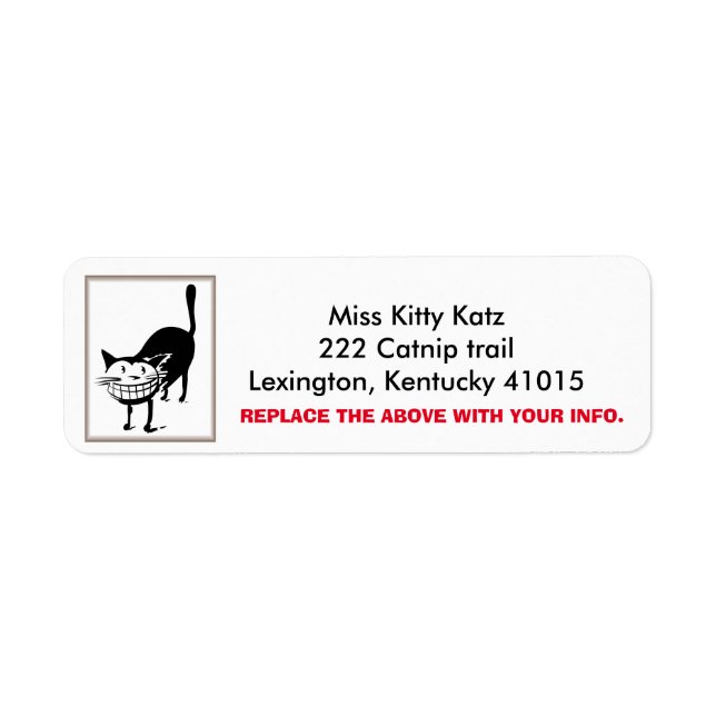 Cheshire Cat, 150 Return Address labels! Customize (Front)