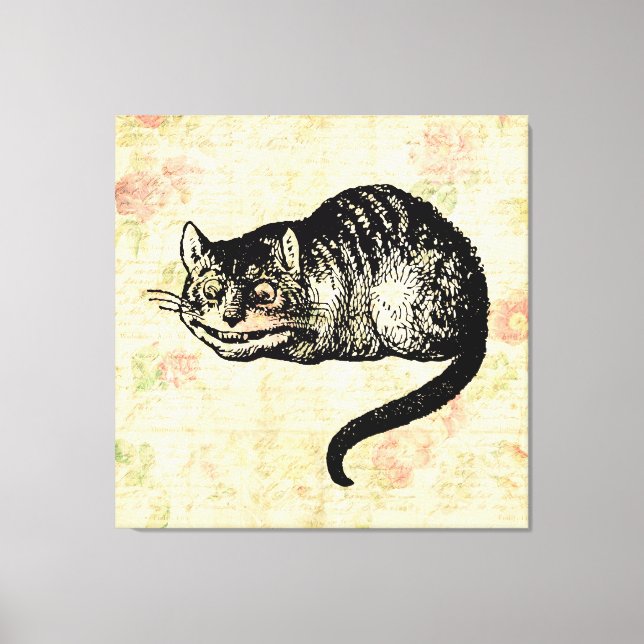 Cheshire Cat Alice in Wonderland Art Illustration Canvas Print (Front)