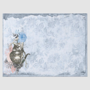 Cheshire Cat Alice in Wonderland Blue Decoupage Tissue Paper