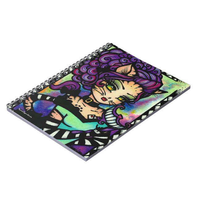 Cheshire Cat Alice in Wonderland Girl Fantasy Notebook (Left Side)