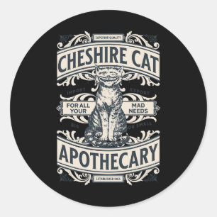 Cheshire Cat - Alice In Wonderland Vintage Book De Classic Round Sticker