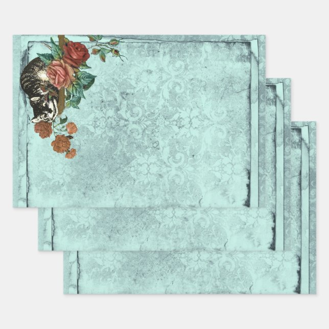 Cheshire Cat Alice in Wonderland Wrapping Paper Sheet (Set)