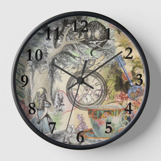 Cheshire Cat Alice Wonderland Classic Clock (Front)