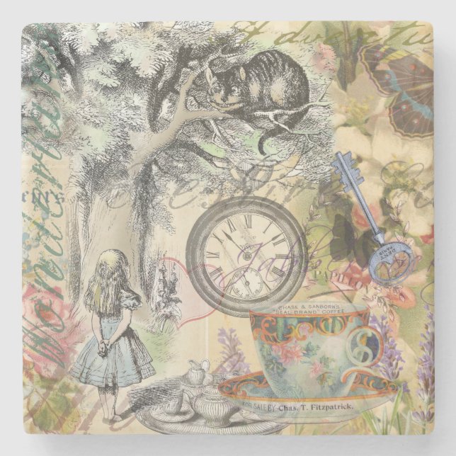 Cheshire Cat Alice Wonderland Classic Stone Coaster (Front)
