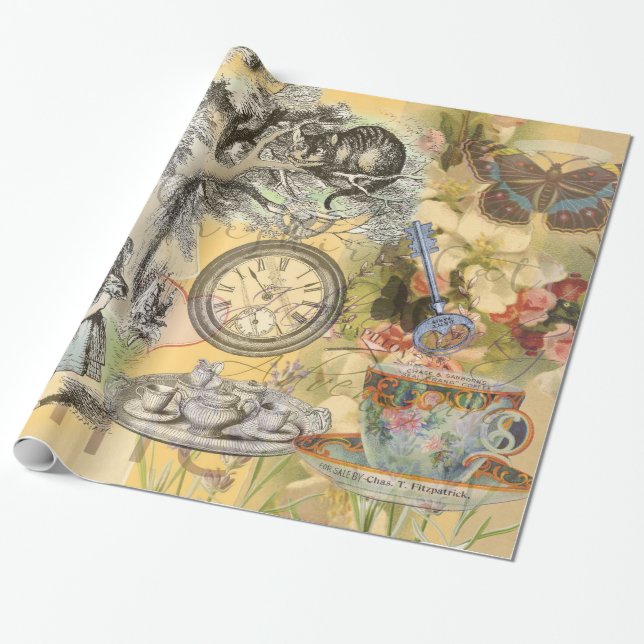 Cheshire Cat Alice Wonderland Classic Wrapping Paper (Unrolled)