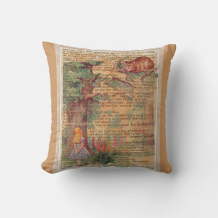 Cheshire cat and Alice Throw Pillow